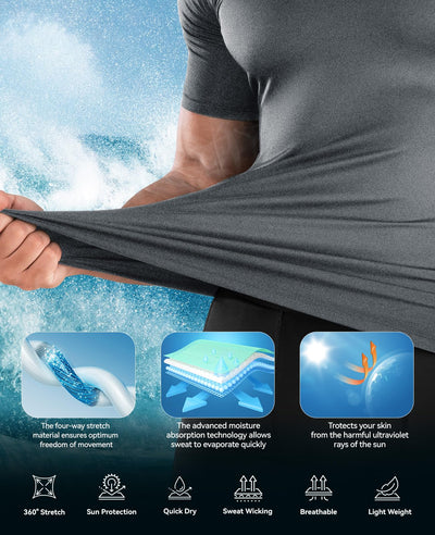 Niksa Men's Compression Shirts 1/2/4 Pack, Workout Gym Shirt Short Sleeve, Moisture Wicking Active Fit Base Layer T-Shirt