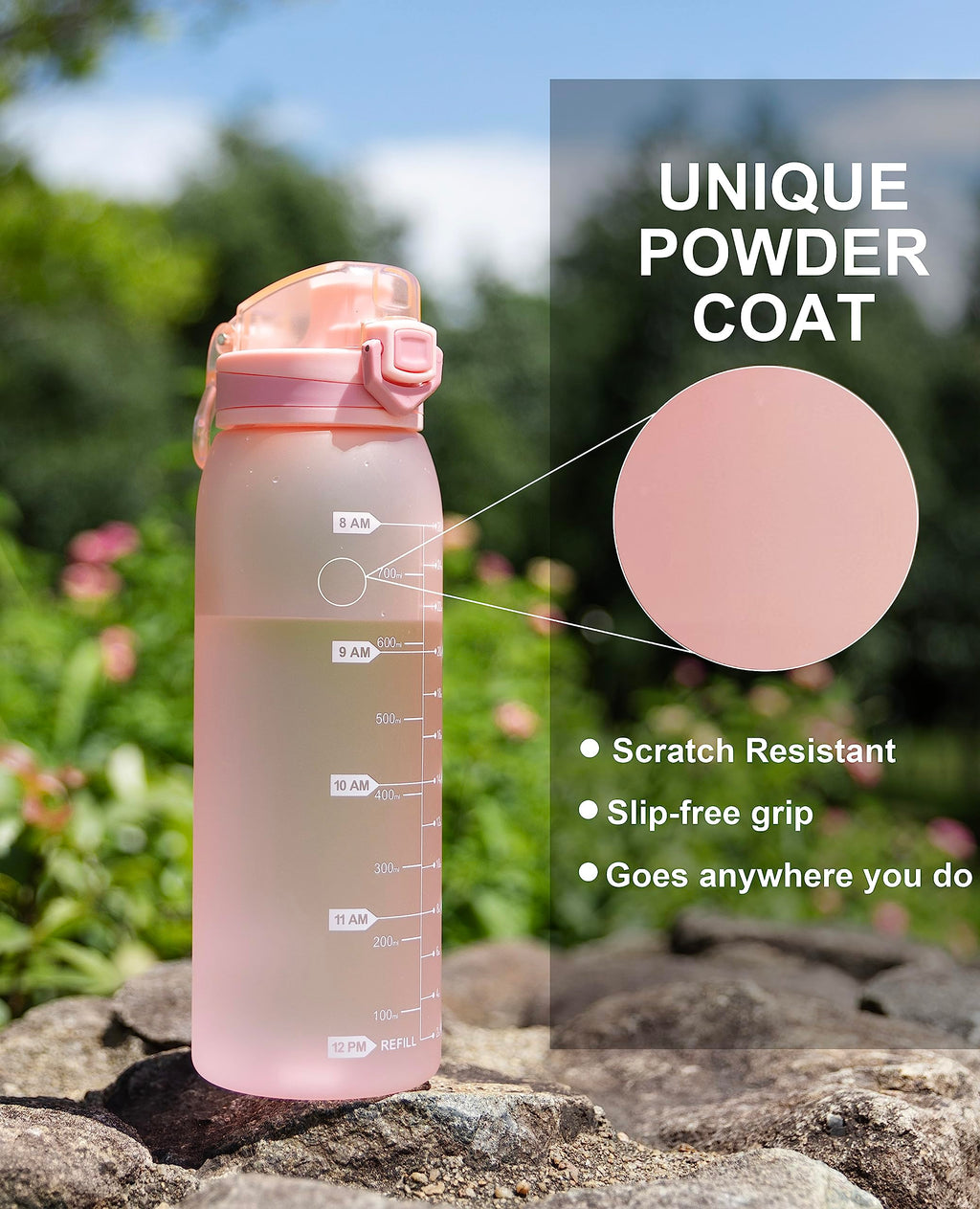 30oz Sport Water Bottle with Time Markers, Large Durable Gym Plastic Bottle Tritan BPA Free for Fitness, Outdoor Enthusiasts, Leakproof Gray (Pack of 1)