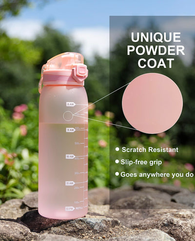 30oz Sport Water Bottle with Time Markers, Large Durable Gym Plastic Bottle Tritan BPA Free for Fitness, Outdoor Enthusiasts, Leakproof Gray (Pack of 1)