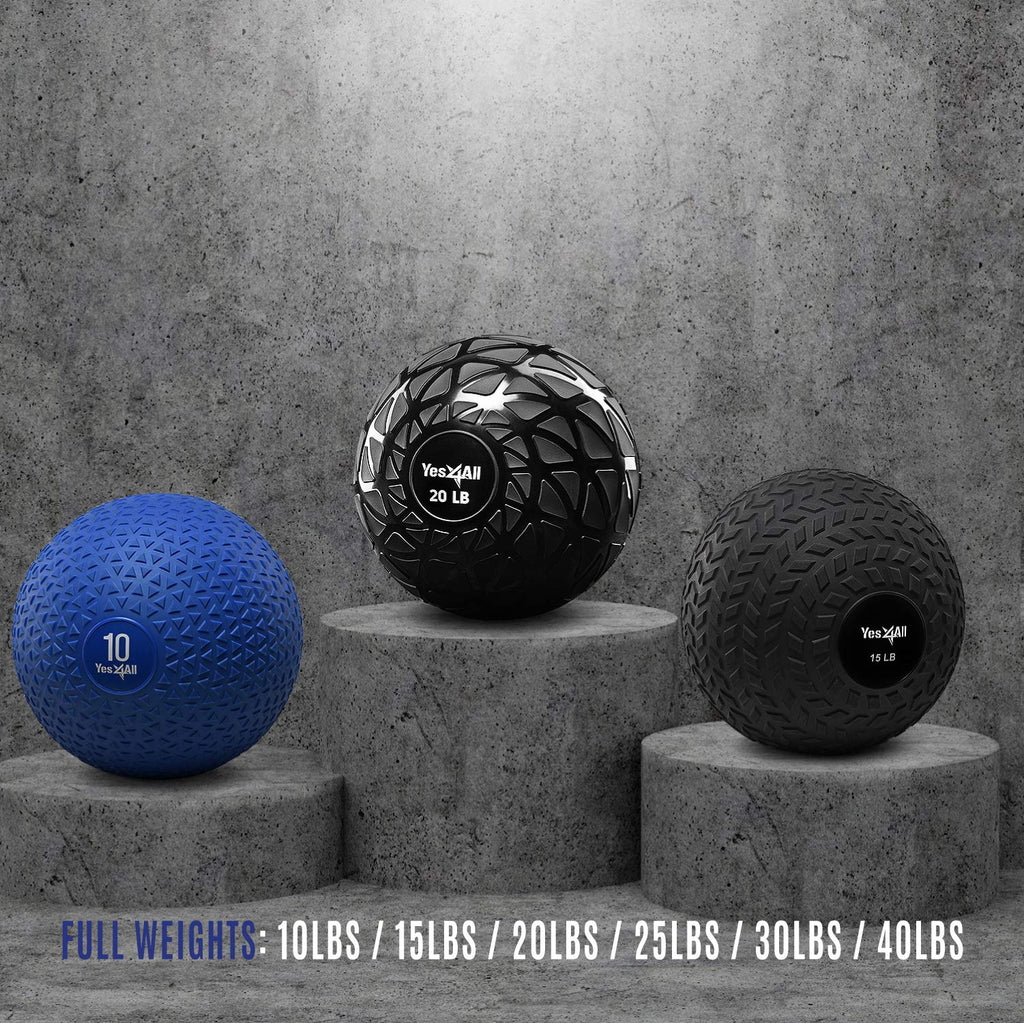 Yes4All Slam Balls, 10-40lb Weighted Ball Weight, Durable PVC Sand Filled Workout Dynamic Slam Ball for Core Strengthen