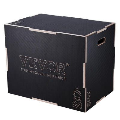 VEVOR 3 in 1 Plyometric Jump Box, Easy-to-Assemble Wood Plyo Box for Jumping Trainers, Home Gym Training and Conditioning