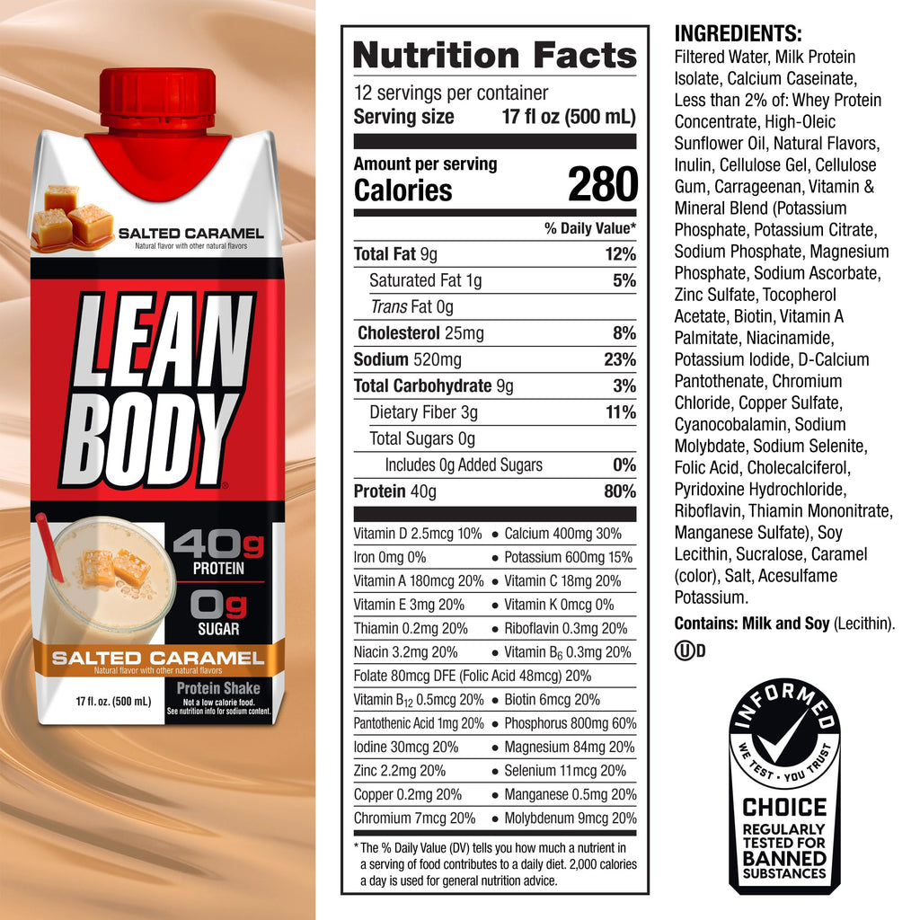 Labrada Lean Body Ready-to-Drink Cookies and Cream Protein Shake, 40g Protein, Whey Blend , 0 Sugar, Gluten No, 22 Vitamins & Minerals, (Recyclable Carton & Lid - Pack of 12) LABRADA , 17 Fl Oz (Pack of 12)