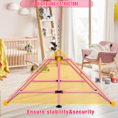 MARFULA Foldable Gymnastic Bar for Kids Ages 3-9, 9 Height Levels, 200 lbs Weight Capacity, 5 Ft Length Gymnastic Kip Bar with Mat, Gymnastic Equipment for Home and Gym Center Indoor Outdoor Use