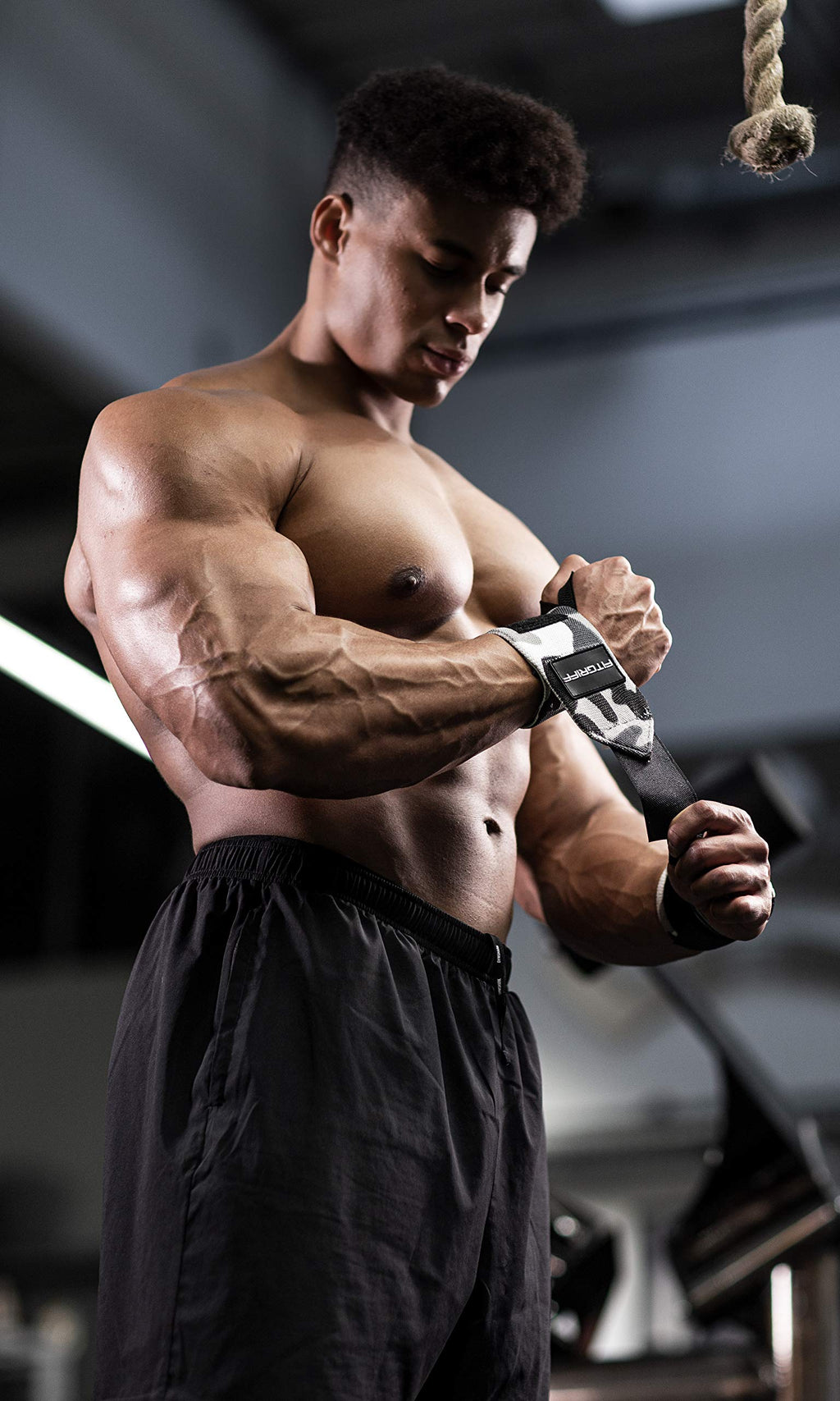 Fitgriff® Wrist Wraps for Weightlifting (18") Heavy-Duty Support for Gym, Bench Press, and Pushups (1 Pair) - for Men and Women (Black)