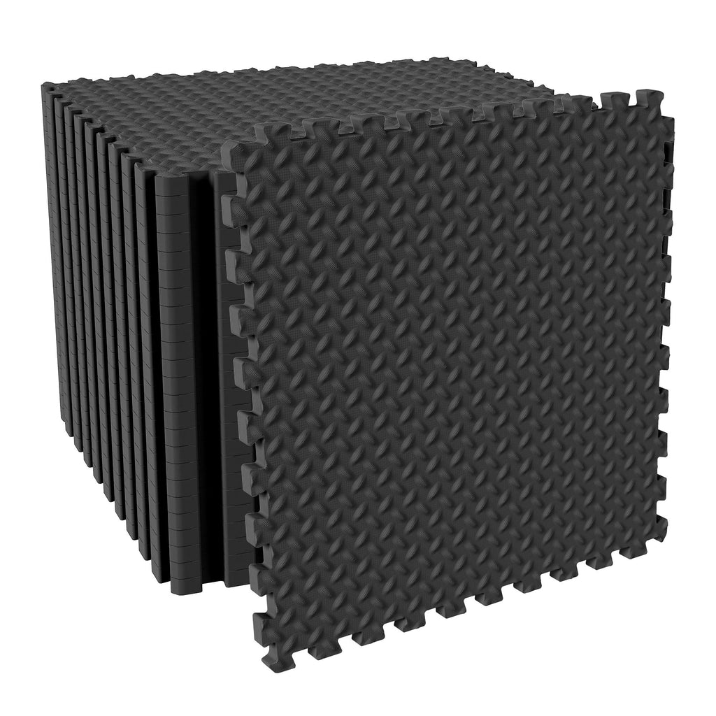 Fitvids Puzzle Exercise Gym Flooring Mat, 3/4" Thick High-Density EVA Interlocking Tiles, Workout Mat for Home Gym, Fitness Equipment, MMA, Gymnastics, 24-Piece Shock-Absorbing Exercise Mat (96 Sq Ft)