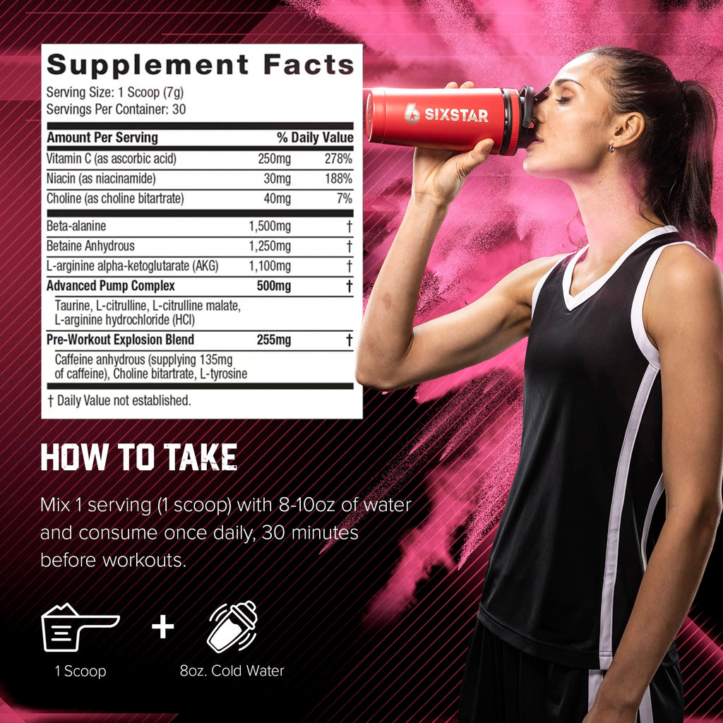 Six Star Pre-Workout Powder for Men & Women, Fruit Punch (30 Servings) - Preworkout Explosion 2.0 Energy Powder Drink Mix with Beta-Alanine & Caffeine - Sports Nutrition Supplement Products