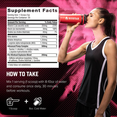 Six Star Pre-Workout Powder for Men & Women, Fruit Punch (30 Servings) - Preworkout Explosion 2.0 Energy Powder Drink Mix with Beta-Alanine & Caffeine - Sports Nutrition Supplement Products