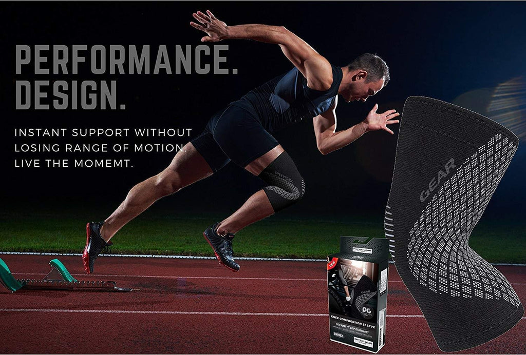 Physix Gear Knee Compression Sleeve for Men & Women - Best Compression Knee Brace for Walking, Running, Gym, Basketball, Weightlifting,Workout, Sports - Knee sleeves Support Compression & Stability