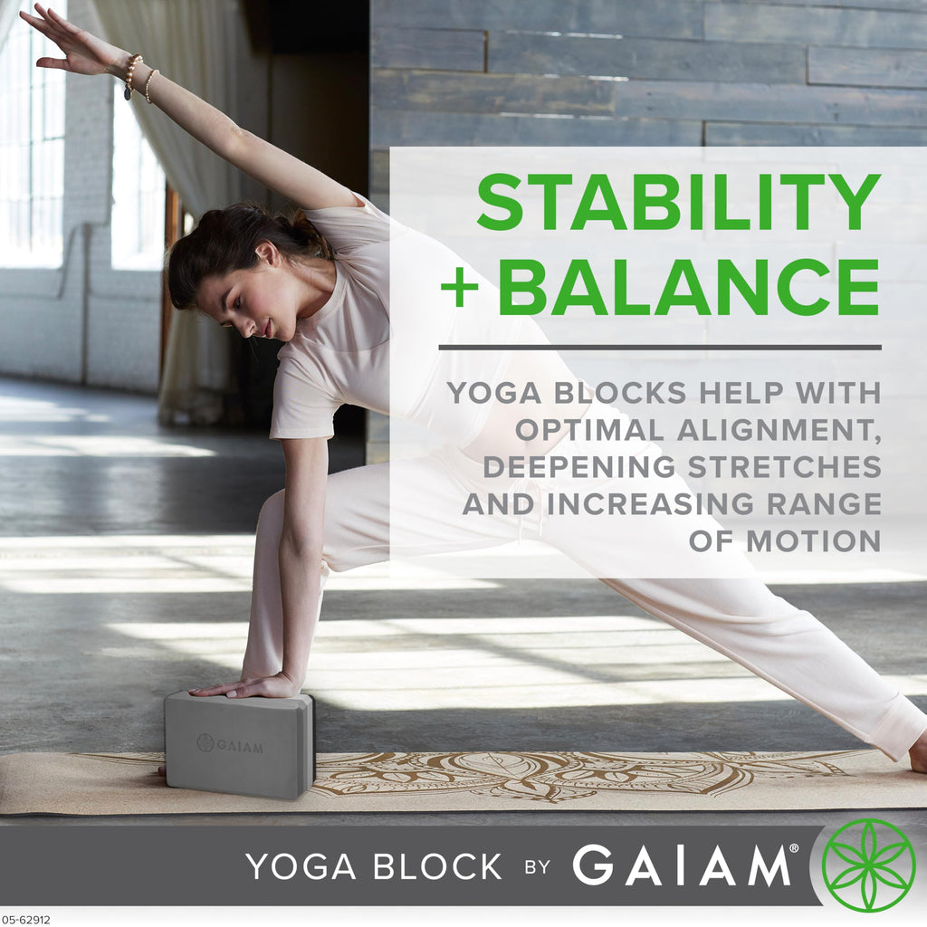 Gaiam Yoga Block - Supportive Latex-Free Eva Foam - Soft Non-Slip Surface with Beveled Edges for Yoga, Pilates, Meditation - Yoga Accessories for Stability, Balance, Deepen Stretches