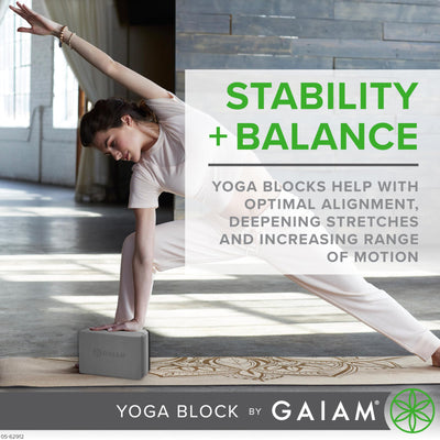 Gaiam Yoga Block - Supportive Latex-Free Eva Foam - Soft Non-Slip Surface with Beveled Edges for Yoga, Pilates, Meditation - Yoga Accessories for Stability, Balance, Deepen Stretches