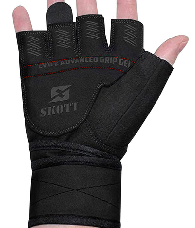 skott Evo 2 Weightlifting Gloves with Integrated Wrist Wrap Support-Double Stitching for Extra Durability-Get Ripped with The Best Body Building Fitness and Exercise Accessories