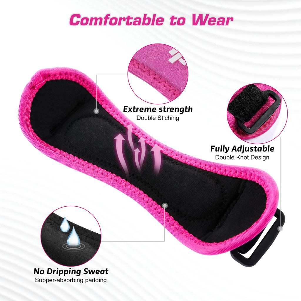 IPOW 2 Pack Knee Pain Relief & Patella Stabilizer Knee Strap Brace Support for Hiking, Soccer, Basketball, Running, Jumpers Knee, Tennis, Tendonitis, Volleyball & Squats, Black