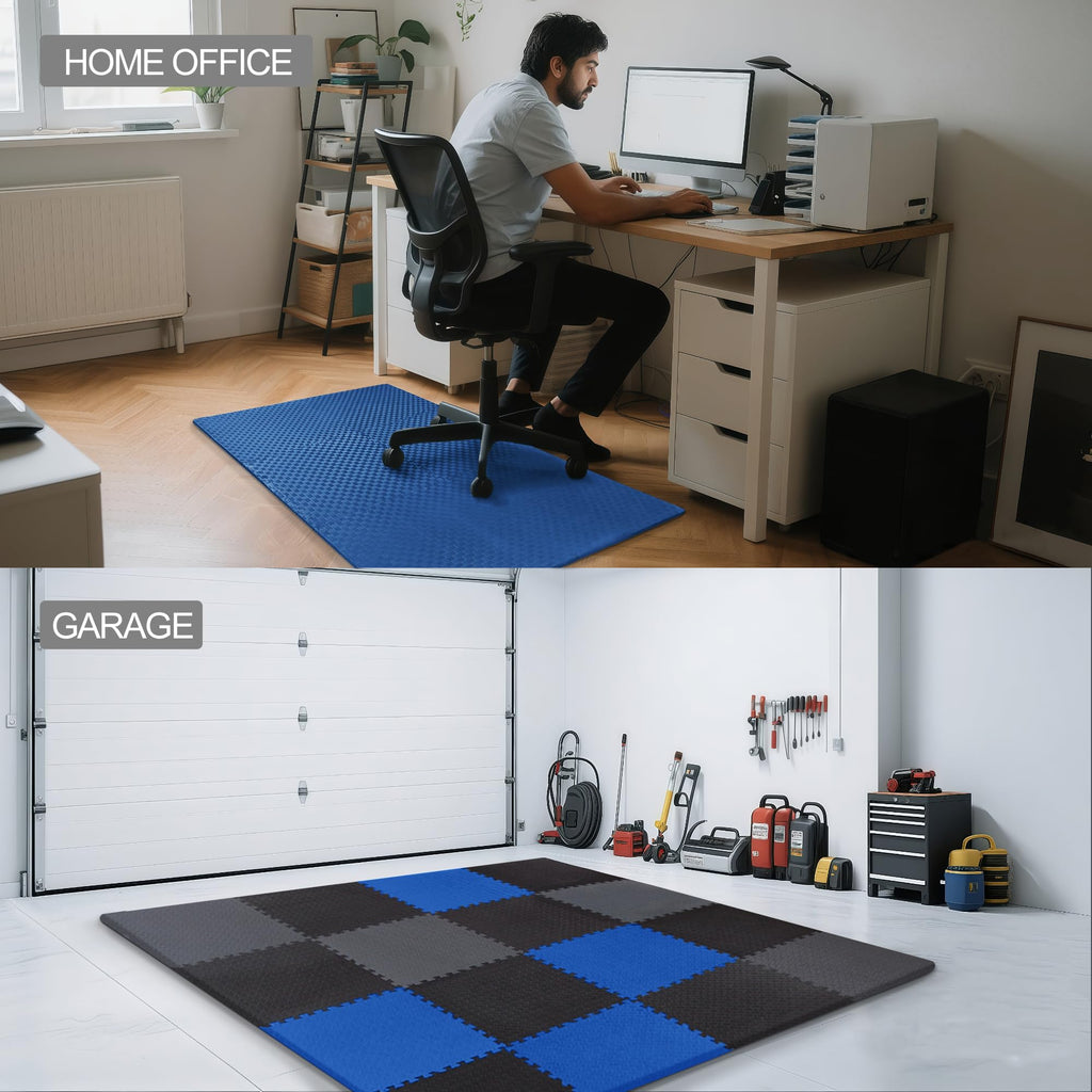 Fitvids Puzzle Exercise Gym Flooring Mat, 3/4" Thick High-Density EVA Interlocking Tiles, Workout Mat for Home Gym, Fitness Equipment, MMA, Gymnastics, 24-Piece Shock-Absorbing Exercise Mat (96 Sq Ft)