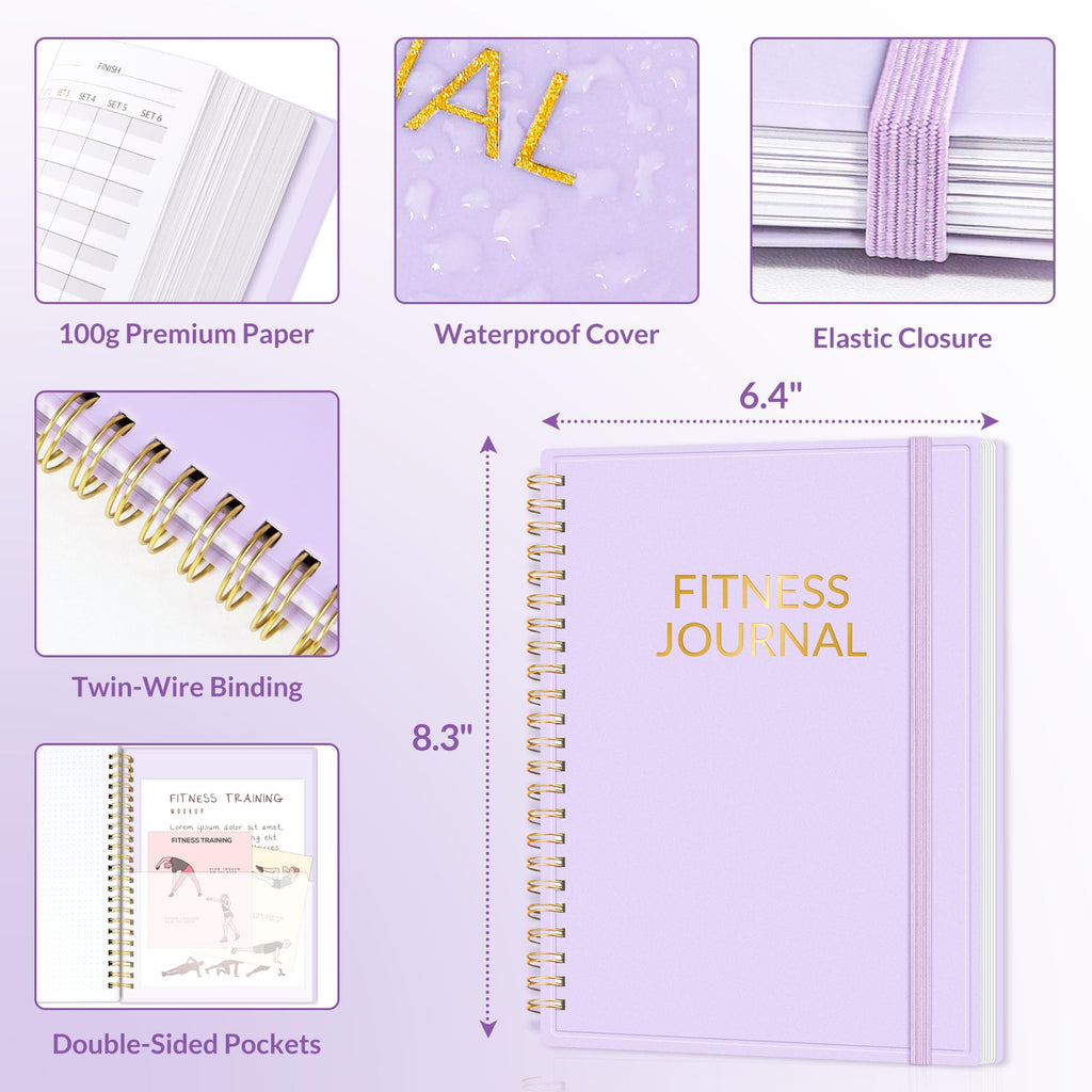 Fitness Journal Workout Planner for Women & Men, A5 (6.4" x 8.3") Workout Journal Log Book Planner Gift for Track Gym Essentials, Home Workouts, Track Progress, Achieve Wellness Goals, Pink