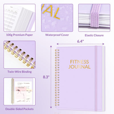 Fitness Journal Workout Planner for Women & Men, A5 (6.4" x 8.3") Workout Journal Log Book Planner Gift for Track Gym Essentials, Home Workouts, Track Progress, Achieve Wellness Goals, Pink