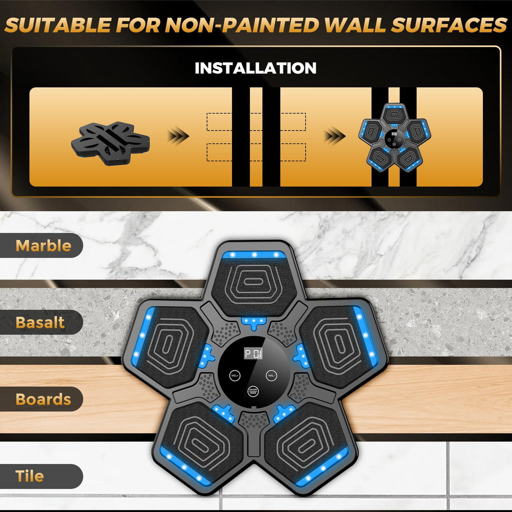 2025 Music Boxing Machine for Adults and Kids, Smart Bluetooth Boxing Training Equipment with Gloves Wall Mounted, Workout Punching Machine for Home,Office and Gym