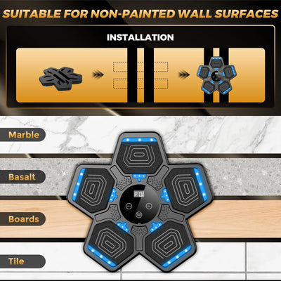 2025 Music Boxing Machine for Adults and Kids, Smart Bluetooth Boxing Training Equipment with Gloves Wall Mounted, Workout Punching Machine for Home,Office and Gym