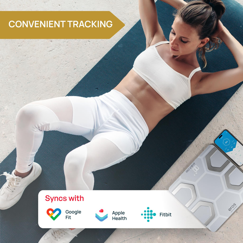 INEVIFIT EROS Bluetooth Body Fat Scale Smart BMI Highly Accurate Digital Bathroom Body Composition Analyzer with Wireless Smartphone APP 400 lbs 11.8 x 11.8 inch (Black)