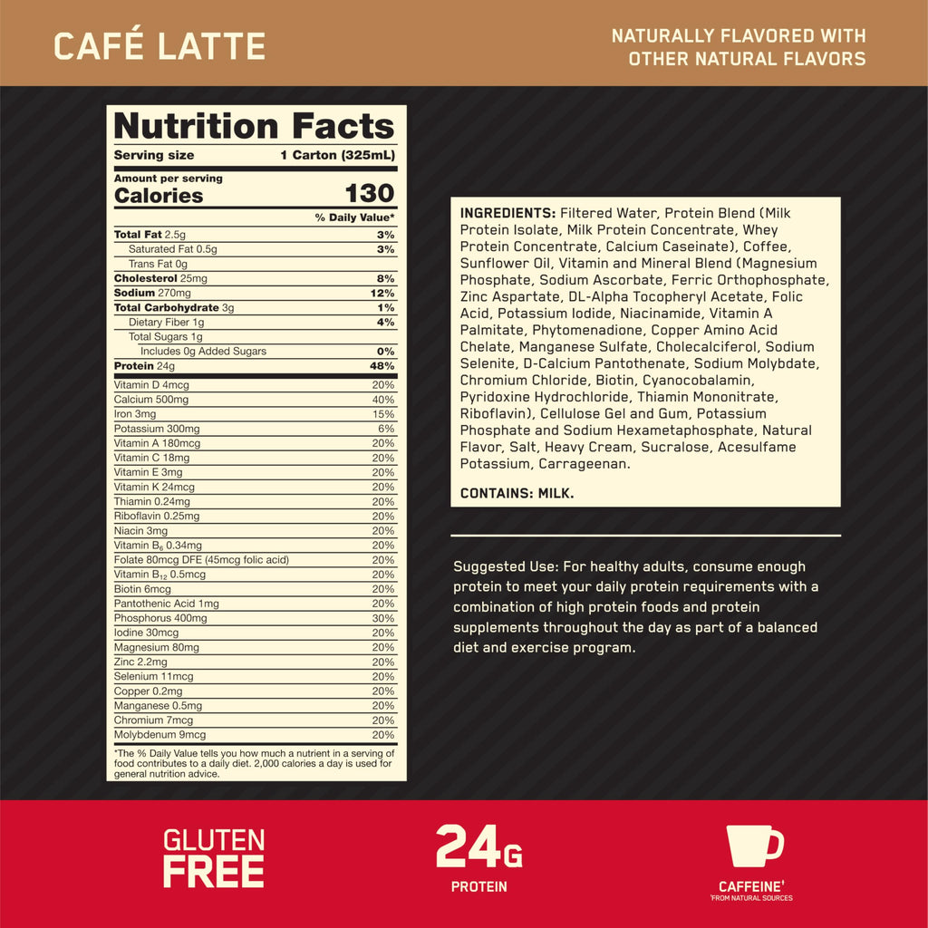 Optimum Nutrition Gold Standard Protein Shake, 24g Protein, Ready to Drink Protein Drinks, Chocolate, 11 Fl Oz, 12 Count (Pack of 1) (Packaging May Vary)