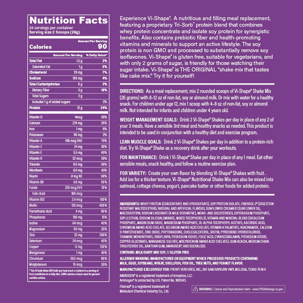 ViSalus Vi Shape Original Nutritional Shake Mix Sweet Cream Flavor | 22oz (1 Bag, 24 Servings)