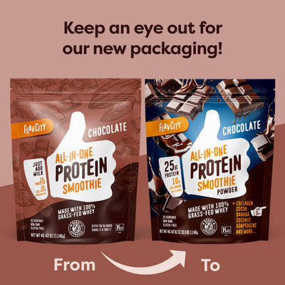 FlavCity Grass Fed Whey Chocolate Protein Powder - Chocolate Peanut Butter - 25g Protein & 10g Collagen - Made with Organic Cocoa & Coconut Milk - Gluten Free & No Added Sugars (20 Servings)