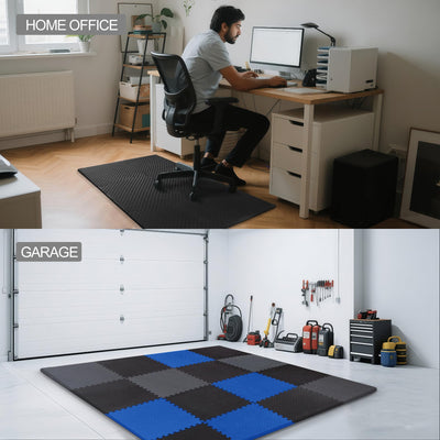 Fitvids Puzzle Exercise Gym Flooring Mat, 3/4" Thick High-Density EVA Interlocking Tiles, Workout Mat for Home Gym, Fitness Equipment, MMA, Gymnastics, 24-Piece Shock-Absorbing Exercise Mat (96 Sq Ft)