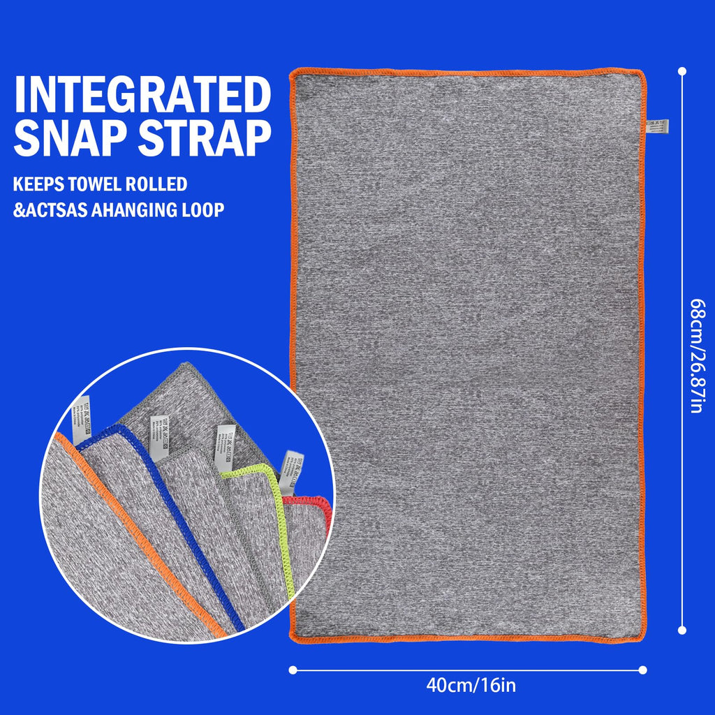 Microfiber Quick Dry Gym Towel, Silver ION Odor-Free Absorbent Fiber, Fast Drying, Men & Women Workout Gear for Body Sweat, Working Out, Towels (Grey, 5Pack - 16 * 27Inch)