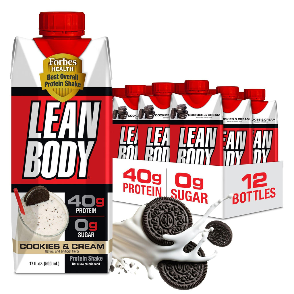 Labrada Lean Body Ready-to-Drink Cookies and Cream Protein Shake, 40g Protein, Whey Blend , 0 Sugar, Gluten No, 22 Vitamins & Minerals, (Recyclable Carton & Lid - Pack of 12) LABRADA , 17 Fl Oz (Pack of 12)