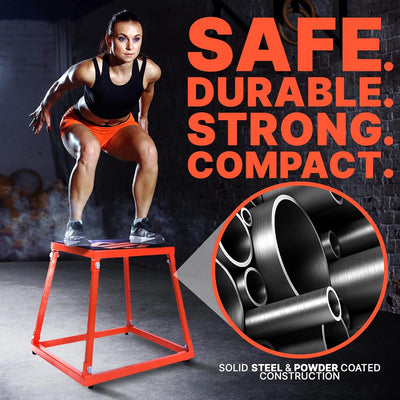 SQUATZ 3 Pcs Plyometric Platform Box - Small, Medium, Large Sized Platform Boxes Covered with Anti-Skid Rubber for Home Gym Training, Comes with 3 Platform Boxes - Firm, Durable, and Stable Frame