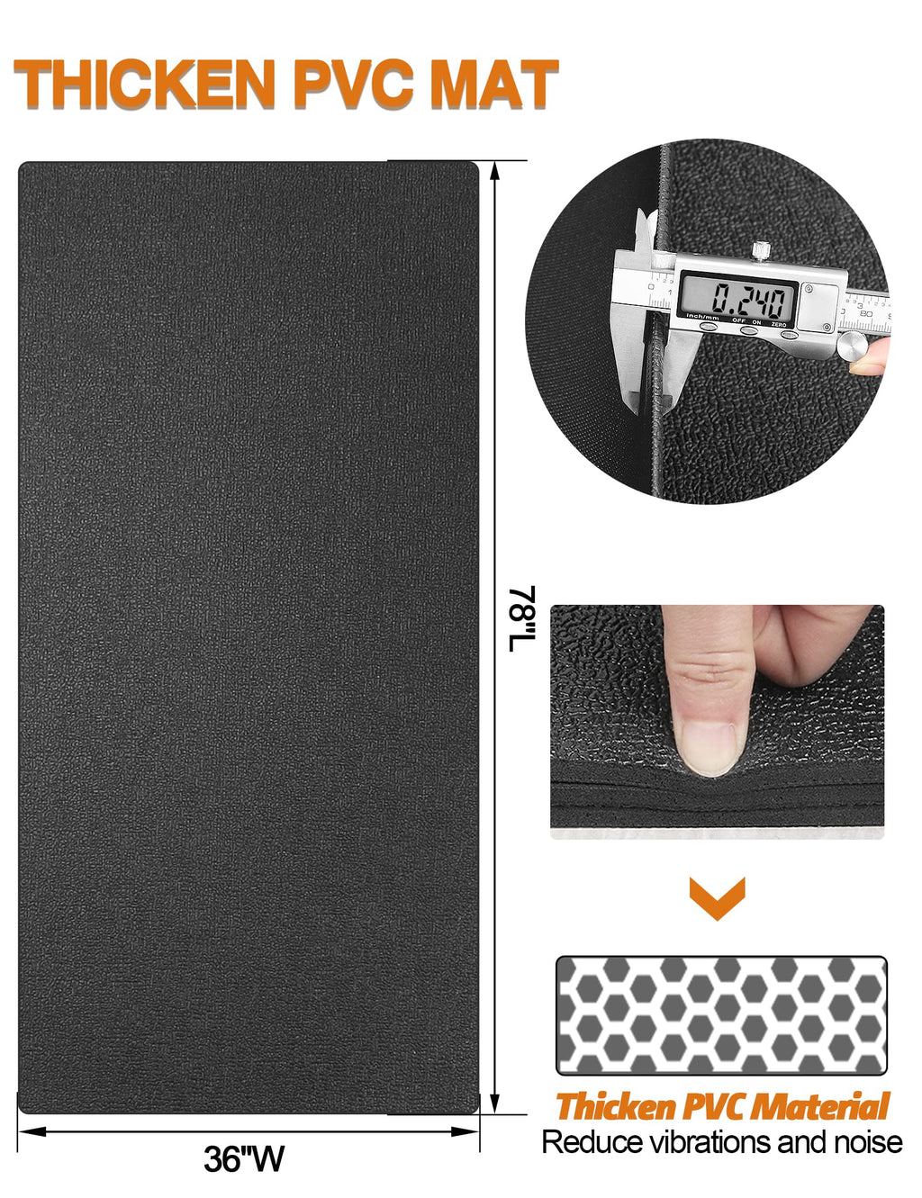 Treadmill Mat 96"x36", WERCHO Walking Pad Mat for Carpet Hardwood Floors 6mm Heavy-Duty Exercise Equipment Mat for Rowing Machine, Treadmil Pad, Spin Bike, Elliptical Trainer, Home, Gym