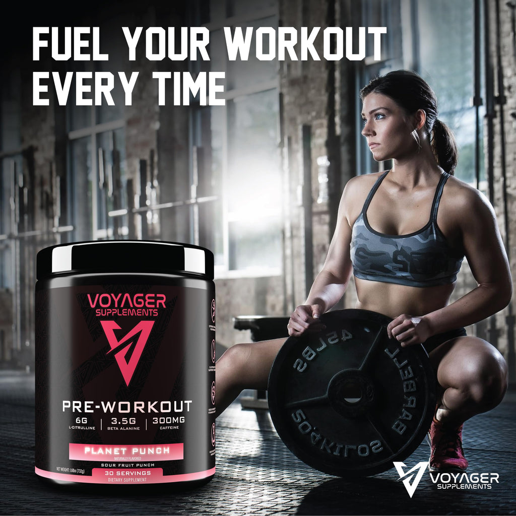 Voyager Pre-Workout Rocket Razz – Creatine-Free Powder w/L-Citrulline, Beta-Alanine, Caffeine – Supports Energy, Endurance & Focus – 30 Servings – No Artificial Fillers – GMP Certified
