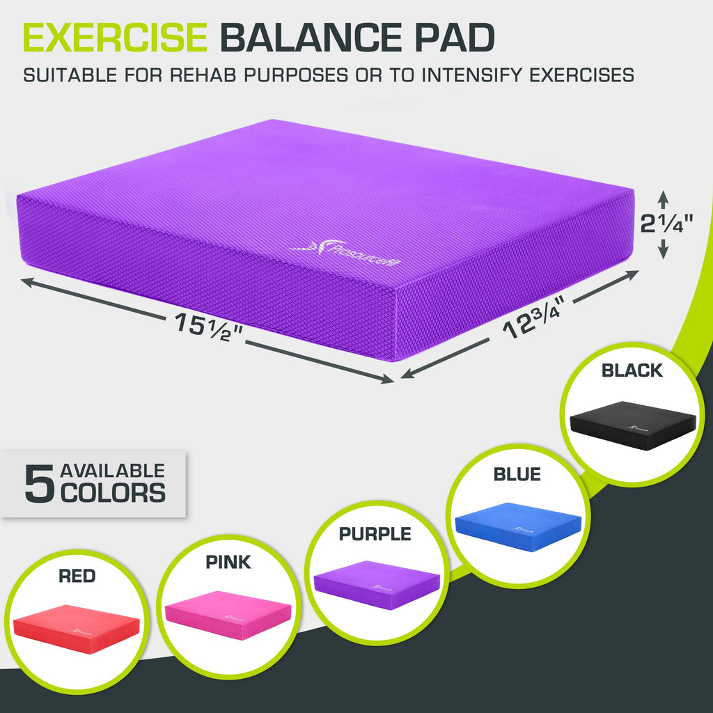 ProsourceFit Exercise Balance Pad – Large Cushioned Non-Slip Foam Mat & Knee Pad for Fitness, Stability Training, Physical Therapy, Yoga 15"x19"