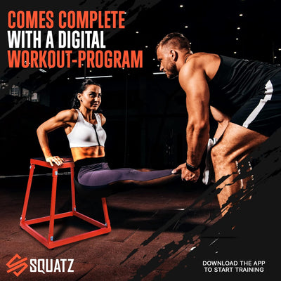 SQUATZ 3 Pcs Plyometric Platform Box - Small, Medium, Large Sized Platform Boxes Covered with Anti-Skid Rubber for Home Gym Training, Comes with 3 Platform Boxes - Firm, Durable, and Stable Frame
