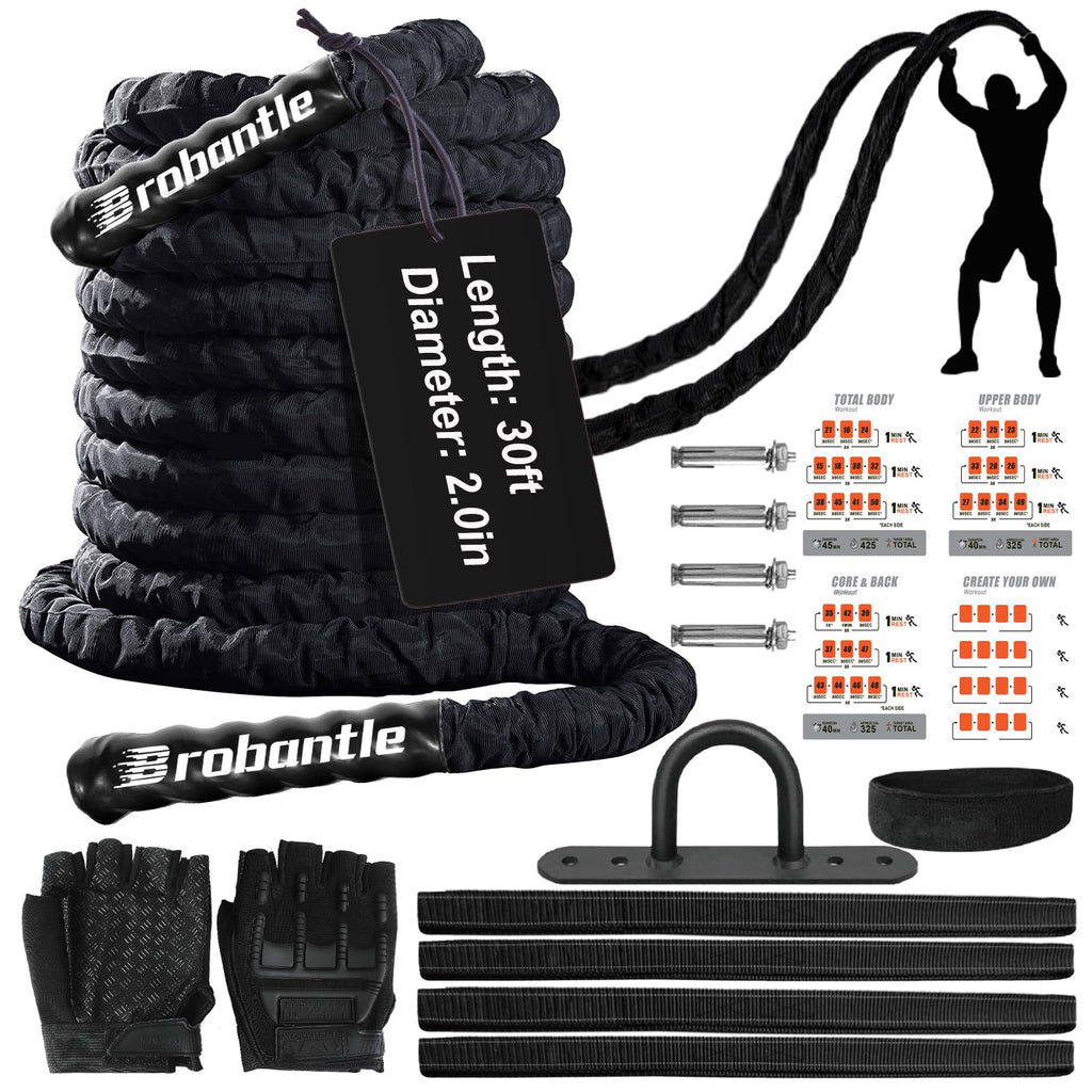 Battle Rope 1/1.26/1.5/2 Inch Diameter,Pink 30FT/40FT/50FT Exercise Workout Ropes for Home Gym Heavy Weighted Training Rope for Working Out