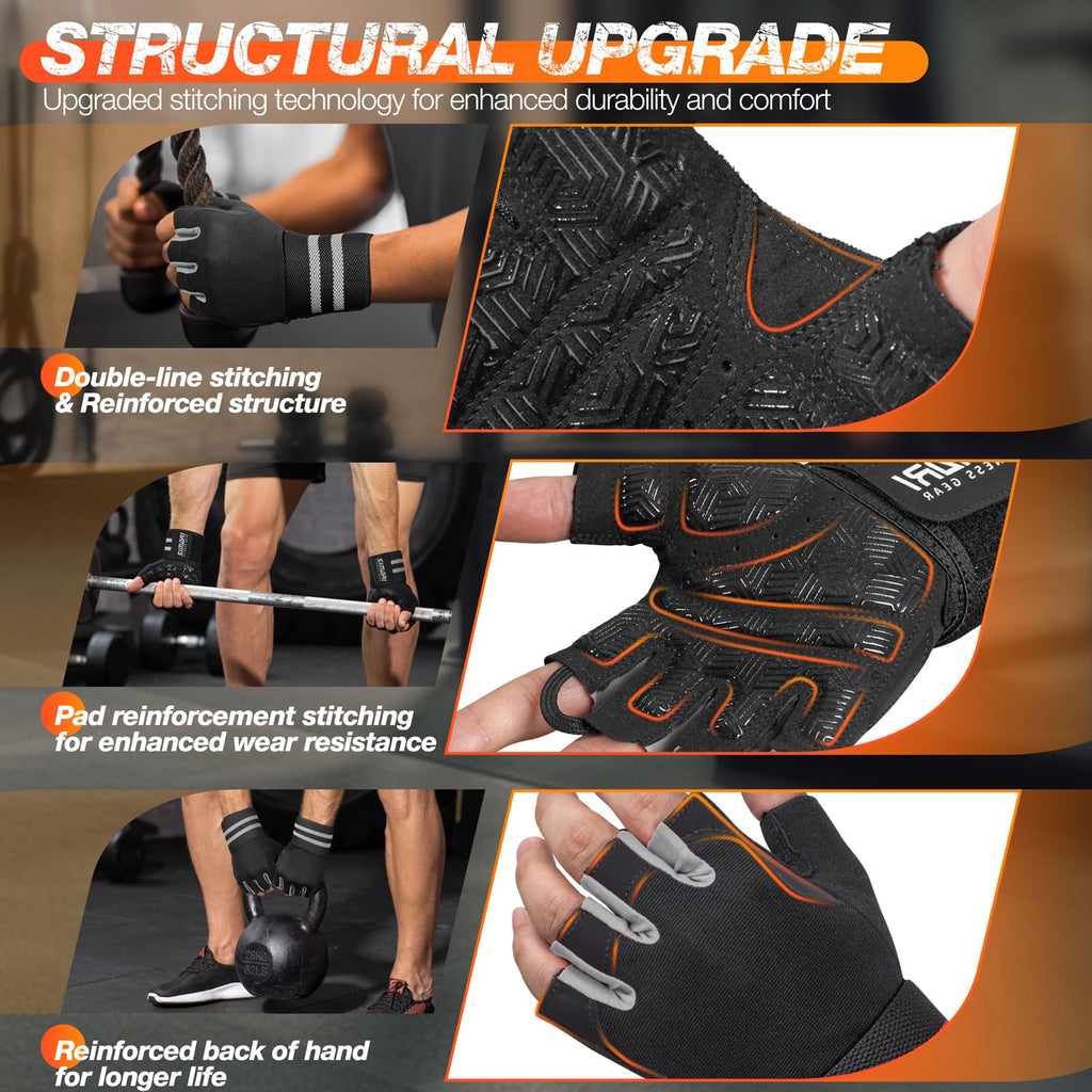 SIMARI Breathable Workout Gloves for Men & Women, Weight Lifting Gloves with Padded, Grip, Full Palm Protection, Gift for Gym Exercise, Cycling, Weightlifting Training, Fitness, Black, Pink, Size