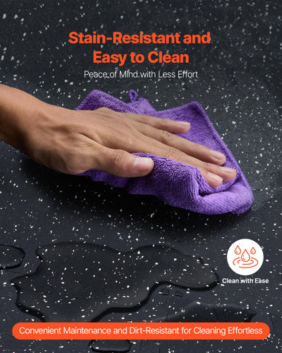 VEVOR 0.56Inch 48sq.ft 12 Tiles Gym Flooring for Home Gym, Rubber Top with High Density EVA Foam, 25 x 25In Gym Floor Exercise Equipment Mats, Interlocking Gym Mats, Puzzle Workout Mats, Black & Gray