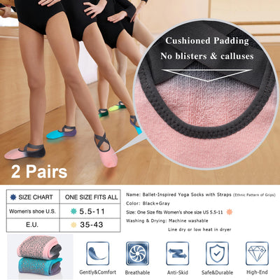 Ozaiic Pilates Socks for Women Non Slip Grip, Yoga Socks with Grippers for Barre, Hospital, Ballet, Dance, Barefoot Workout