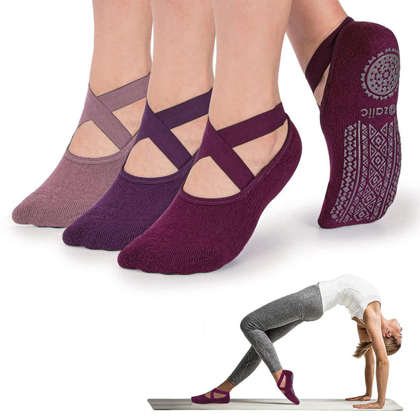 Ozaiic Pilates Socks for Women Non Slip Grip, Yoga Socks with Grippers for Barre, Hospital, Ballet, Dance, Barefoot Workout