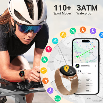Fitpolo Smart Watch for Women,1.3" AMOLED Touchscreen Fitness Tracker, Make/Answer Calls, Heart Rate SpO2 Monitor, IP68 Waterproof, Sleep & Activity Tracking Smartwatch for Android Phones iPhone