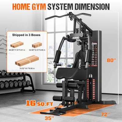 Home Gym, M1 Workout Station with 140LBS Weight Stack, Multifunctional Home Gym Equipment with Pulley System for Full Body Strength Training