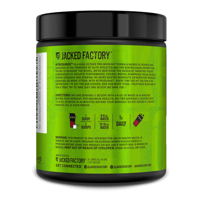Jacked Factory NITROSURGE Pre Workout Supplement - Endless Energy, Instant Strength Gains, Clear Focus, Intense Pumps - NO Booster & Preworkout Powder with Beta Alanine - 30 Servings, Cherry Limeade