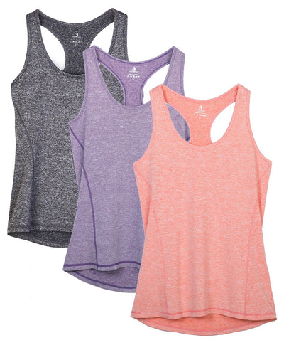 icyzone Women's Racerback Workout Athletic Running Tank Tops (Pack of 3)