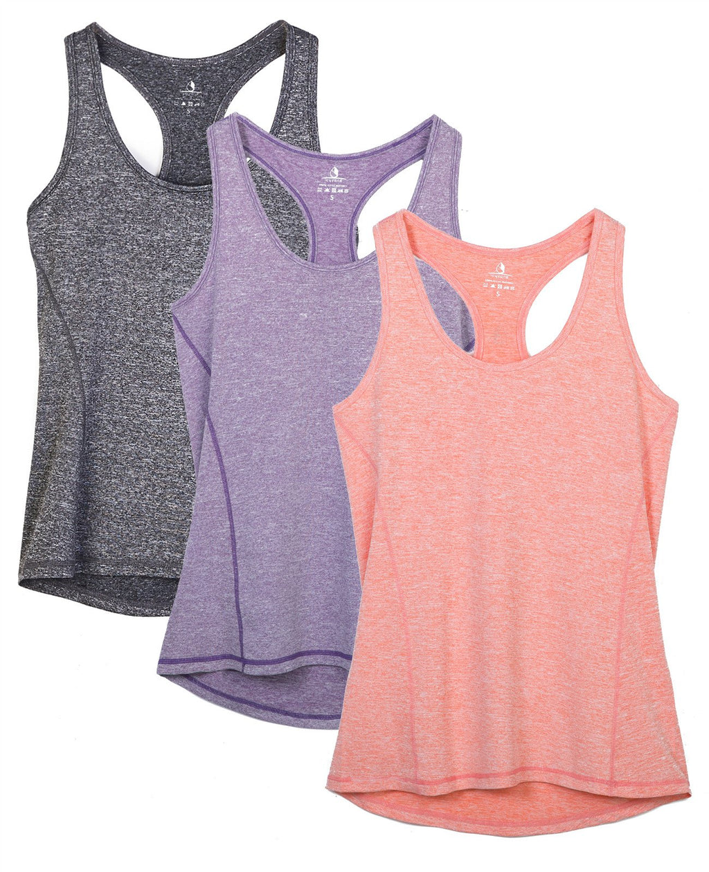icyzone Women's Racerback Workout Athletic Running Tank Tops (Pack of 3)