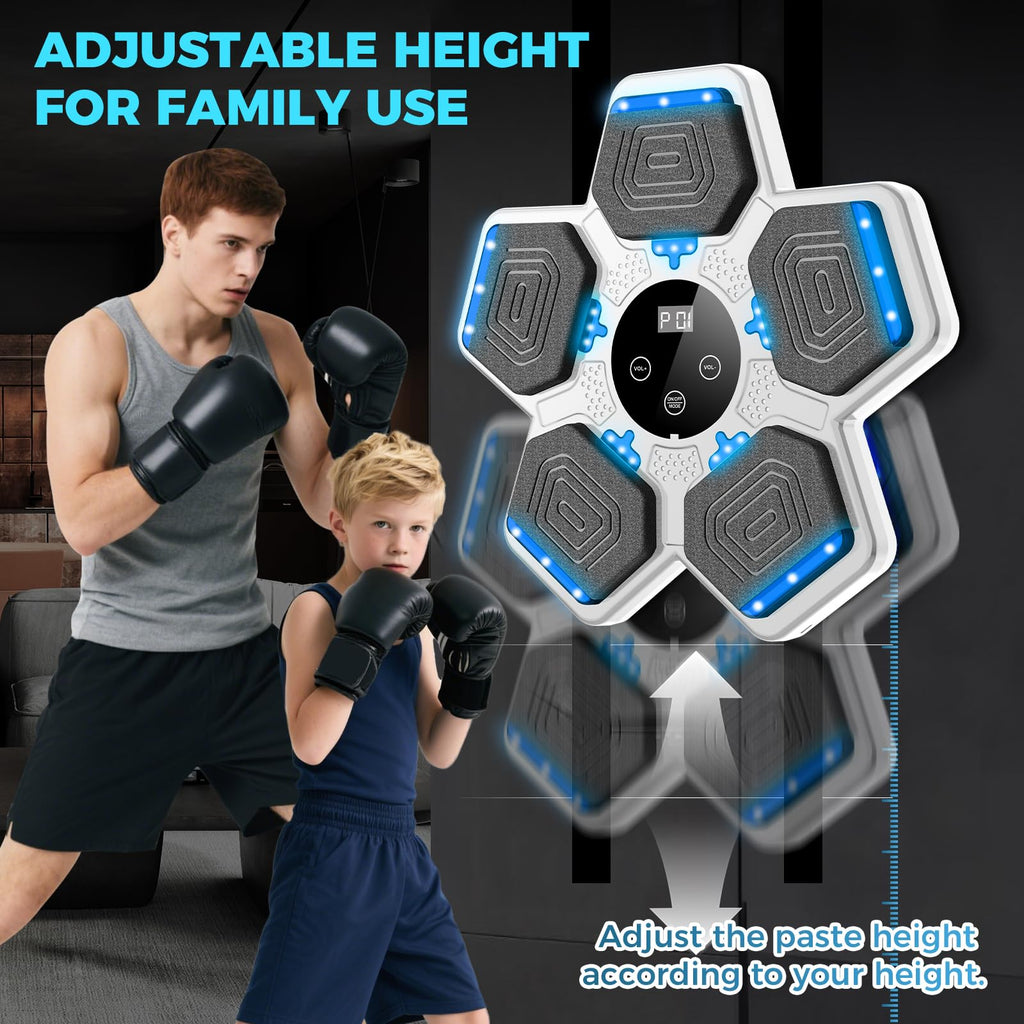 2025 Music Boxing Machine for Adults and Kids, Smart Bluetooth Boxing Training Equipment with Gloves Wall Mounted, Workout Punching Machine for Home,Office and Gym