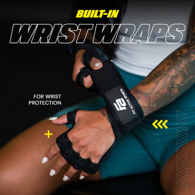 Fit Active Sports New Ventilated Weight Lifting Workout Gloves with Built-in Wrist Wraps for Men and Women - Great for Gym Fitness, Cross Training, Hand Support & Weightlifting.