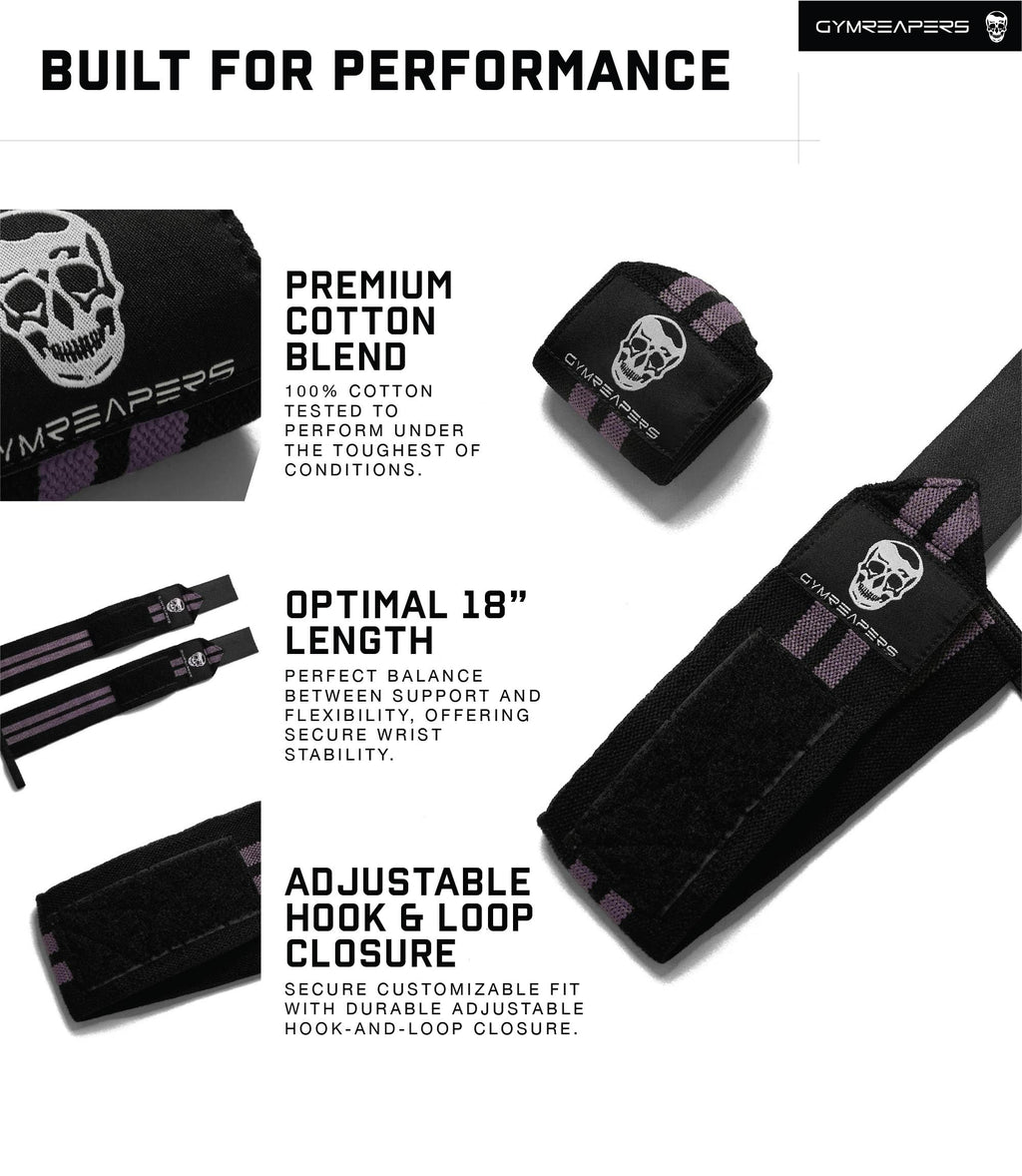 Gymreapers Weightlifting Wrist Wraps (IPF Approved) 18" Professional Quality Wrist Support with Heavy Duty Thumb Loop - Best Wrap for Powerlifting Competition, Strength Training, Bodybuilding