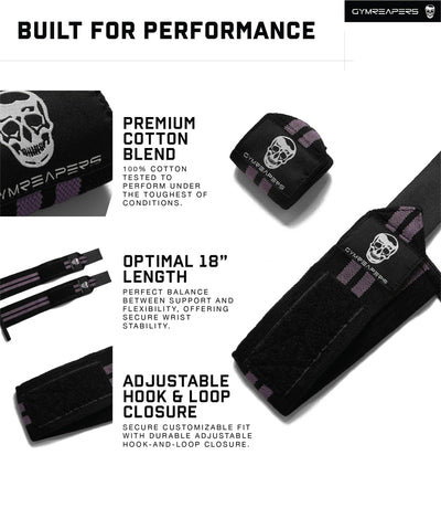 Gymreapers Weightlifting Wrist Wraps (IPF Approved) 18" Professional Quality Wrist Support with Heavy Duty Thumb Loop - Best Wrap for Powerlifting Competition, Strength Training, Bodybuilding