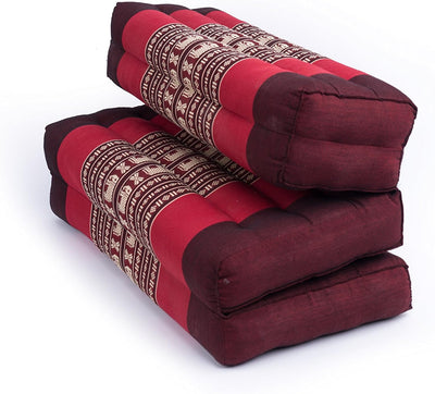 GABUR Foldable Meditation Cushion, 100% Kapok, Red Elephants, 25.5"x19.5"