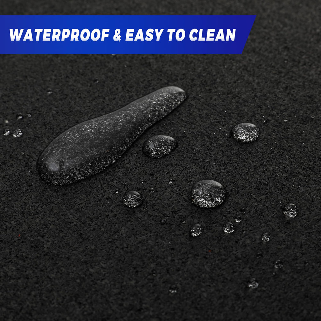 SUPERJARE 0.56'' Thick 12 Pcs 48 Sq Ft Rubber Top Exercise Equipment Mats, High Density EVA Foam Mats with Rubber Top, Interlocking Gym Flooring for Home Gym, Protective Workout Mat, Black/Grey