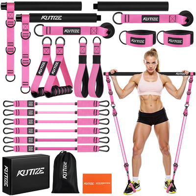 Pilates Bar Kit with Resistance Bands, Heavy Duty Pilates Equipment for Men, Strength Training Bar for Legs, Hip, Back, Arm, Abs, Chest, Shoulders, Portable Home Gym Full Body Workout Equipment
